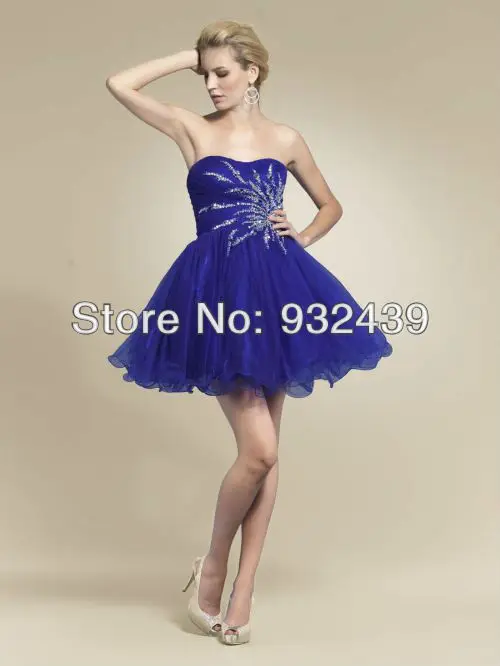 Strapless Sparkle Sequin And Beads Tulle 2013 Short Girls' Graduation Prom Dress Party A-line Ruched | Свадьбы и торжества