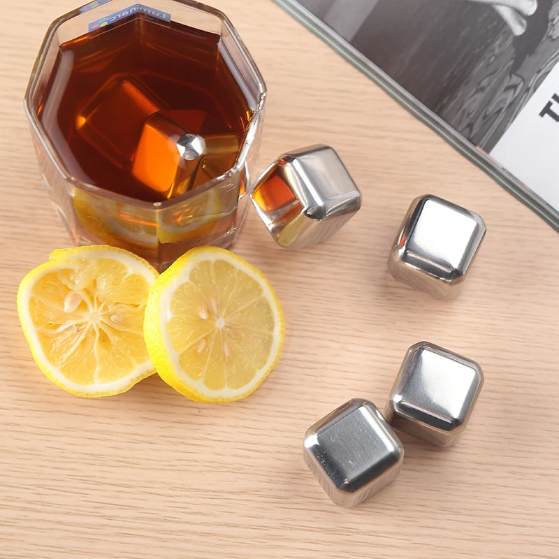 4 шт./лот Нержавеющая сталь Льда Вина Wisky Ice Камни водки Cube охладитель вина soapstone
