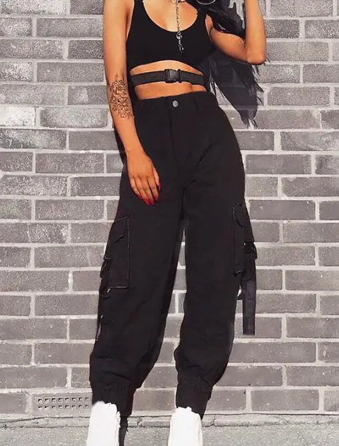 

Autumn And Winter New Ladies Harem Pants Solid Color Overalls Casual Sports Multi-Pocket Jogging Sweatpants