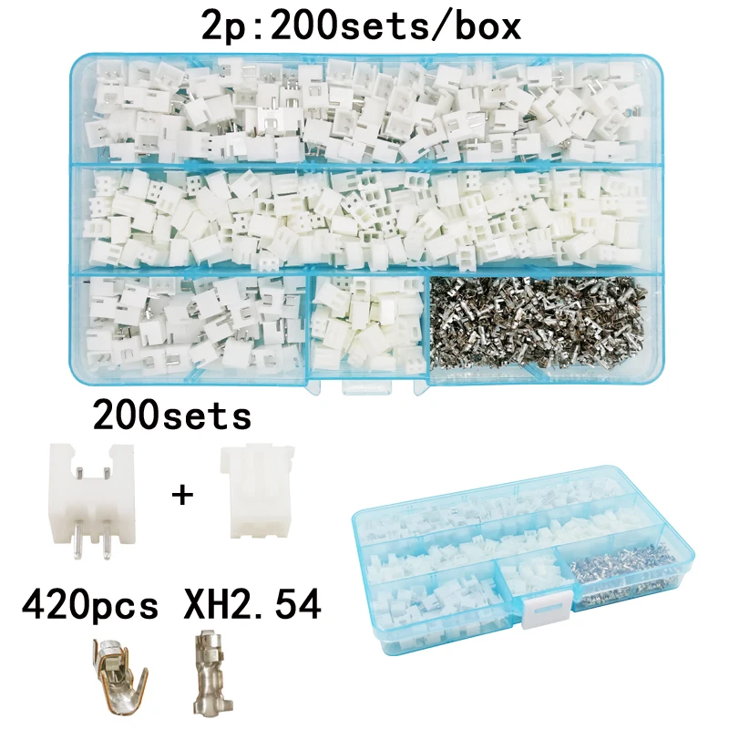 200 комплектов/коробка костюм 2p pin 2 54 мм XH2.54 разъем + прямая игла Клеммная розетка
