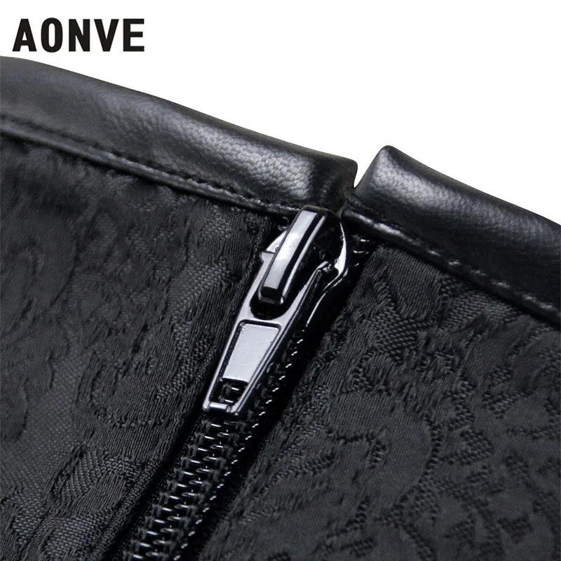 

AONVE Men Body Shaper Vintage Steampunk Corsets Lace Up Belly Belt Wasit Trainer Abdomen Steel Bone Tops Slimming Korset Leather