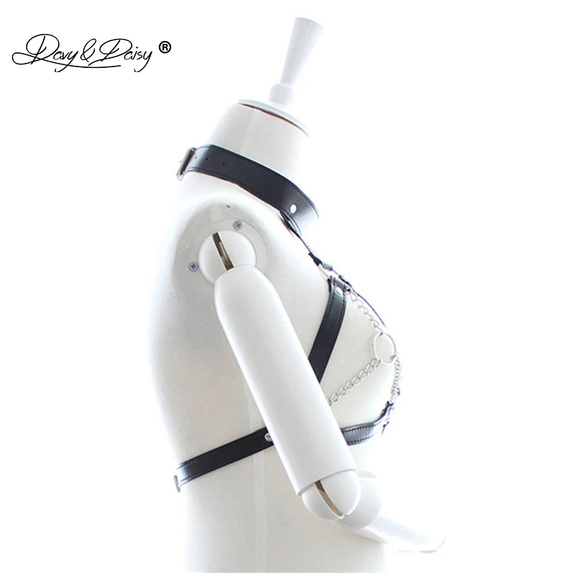 DAVYDAISY женский сексуальный бюстгальтер чокер кожа открытый бюст Bralette металлическая цепочка интимное регулируемое Сексуальное белье укороченный топ BR506