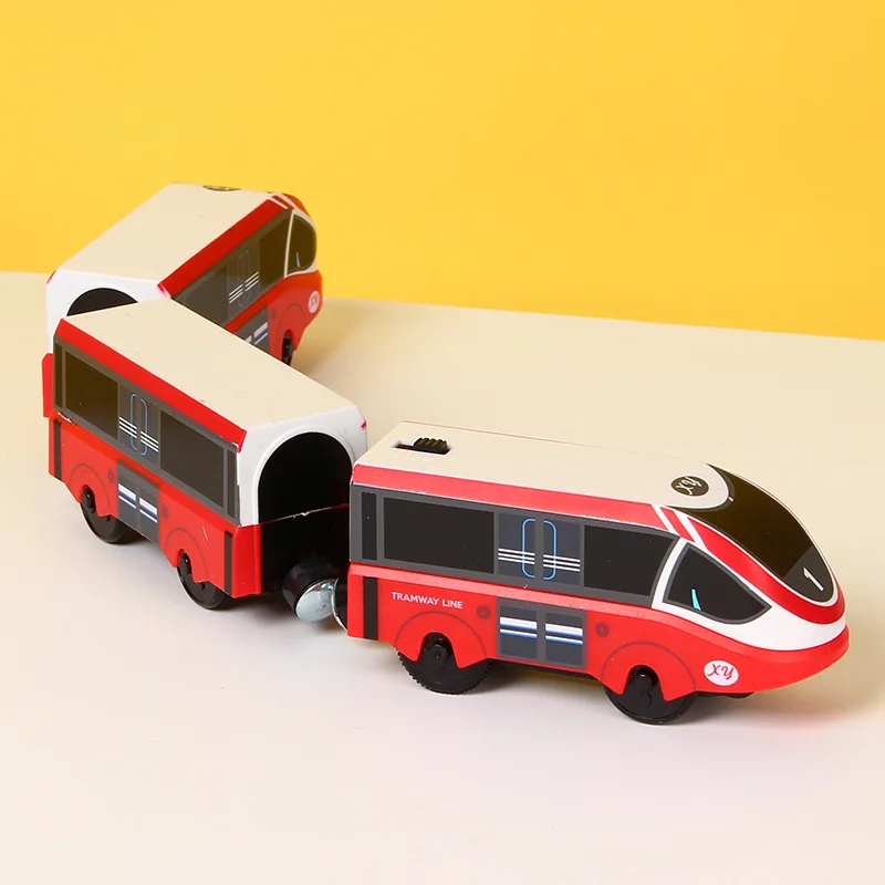 

Kids Electric Train Toy Magnetic Slot Electric Train Wooden Track Wooden Slot Diecast Electronic Vehicle Toy Gifts For Children