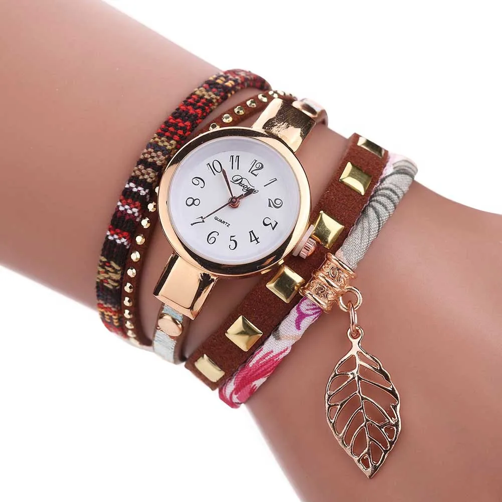 

DUOYA Women Quartz Bracelet Watch Multi-layer PU Leather Strap Casual Wristwatch TT@88