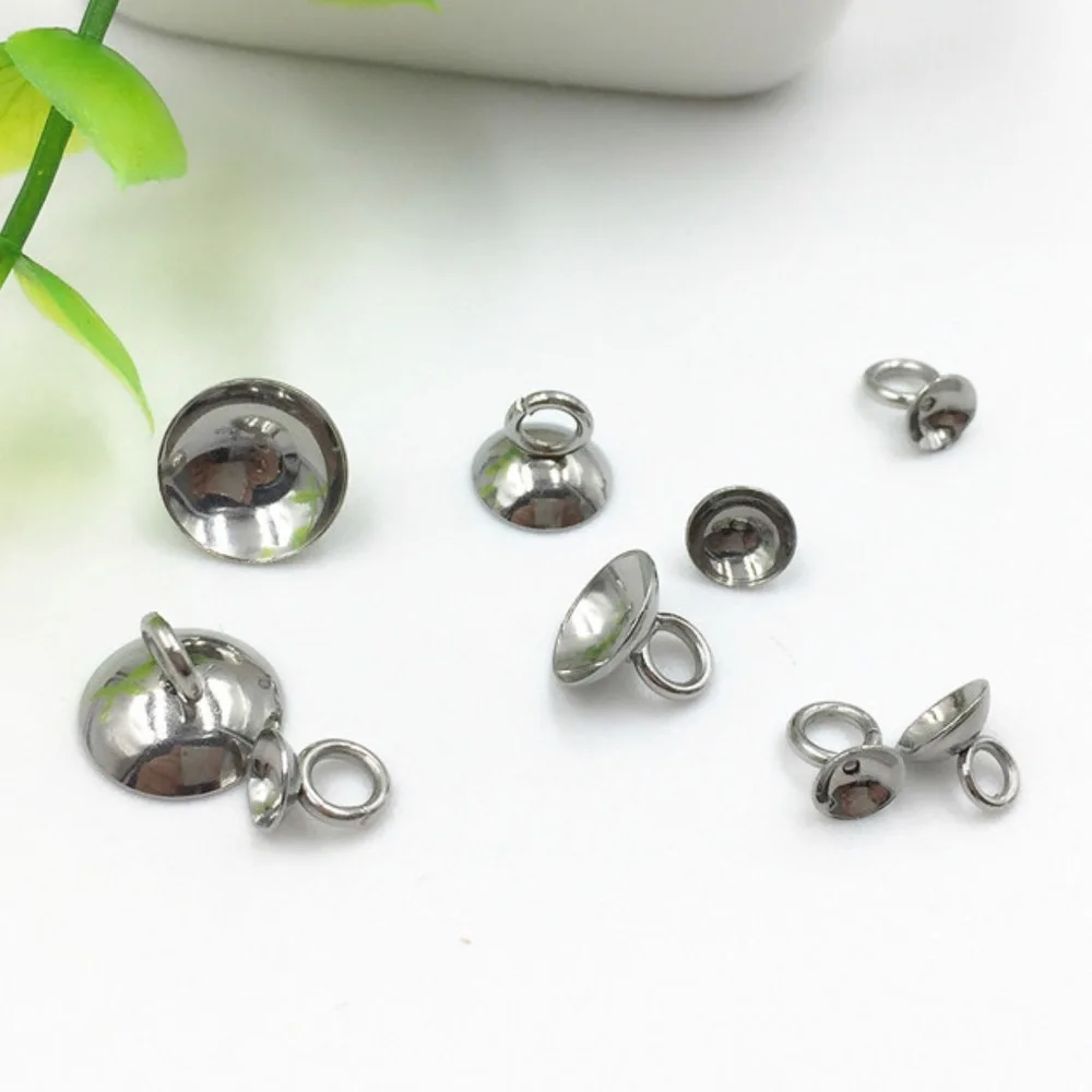 

REGELIN 50pcs/lot Stainless Steel End Caps Screw Threaded End Clasps Crimp Bead For Bead Pearl DIY Making Jewelry Accessories