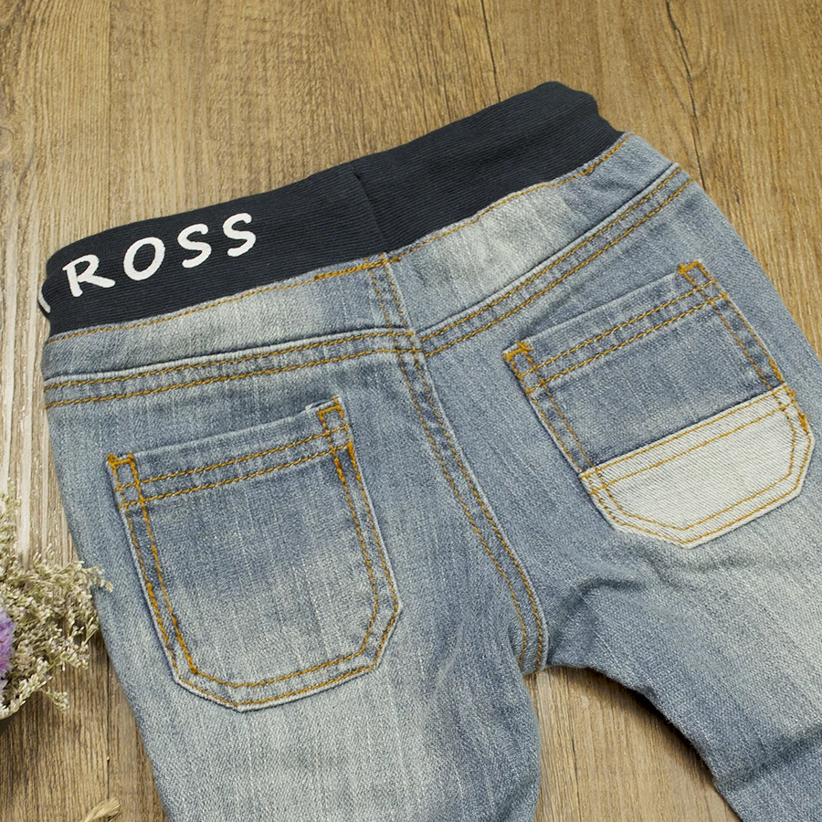 Джинсовые штаны унисекс для малышей шаровары с лоскутками и эластичной резинкой