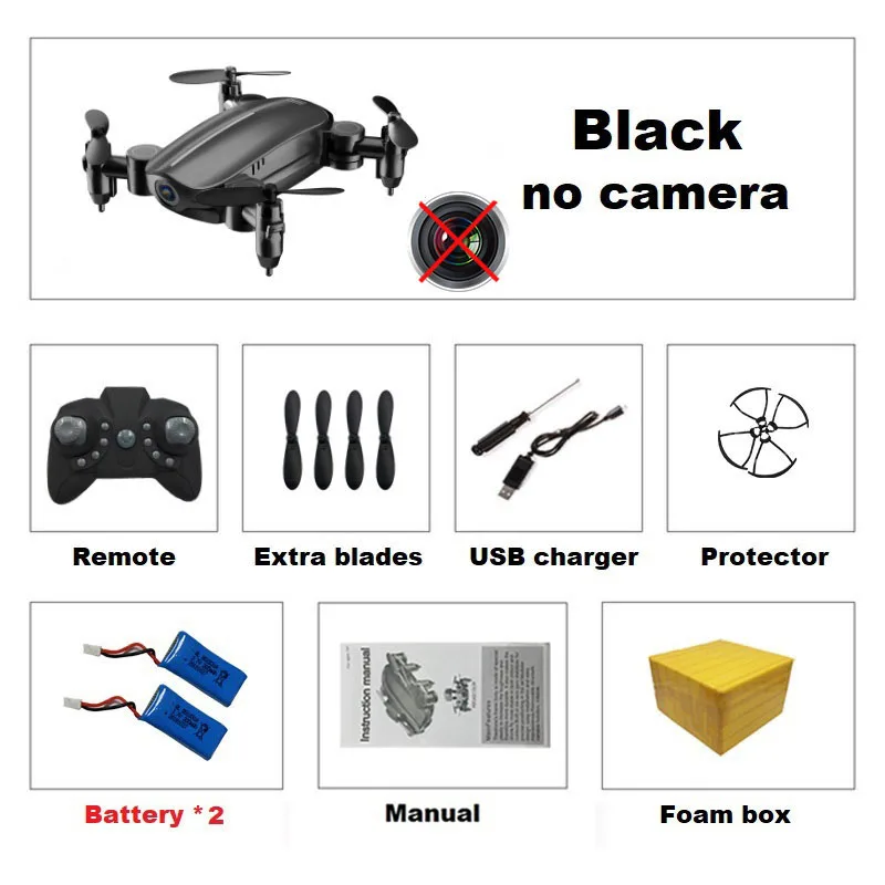 Teeggi T10 мини-Дрон с камерой HD складной WiFi FPV RC Квадрокоптер Безголовый режим удержания высоты VS S9 Микро Карманный селфи Дрон - Цвет: Black No Cam 2B F