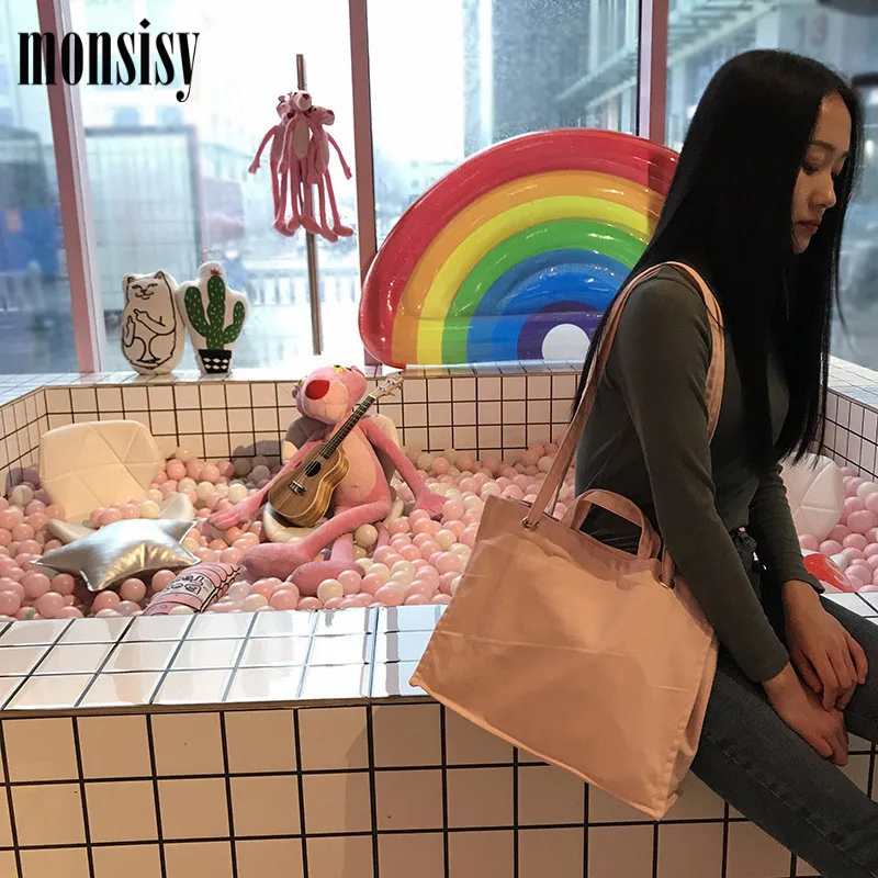 Monsisy Heavy Duty Shopping Bag Tote Women Shoulder Canvas Travel School Books Handbag Fashion Girls Portable | Багаж и сумки