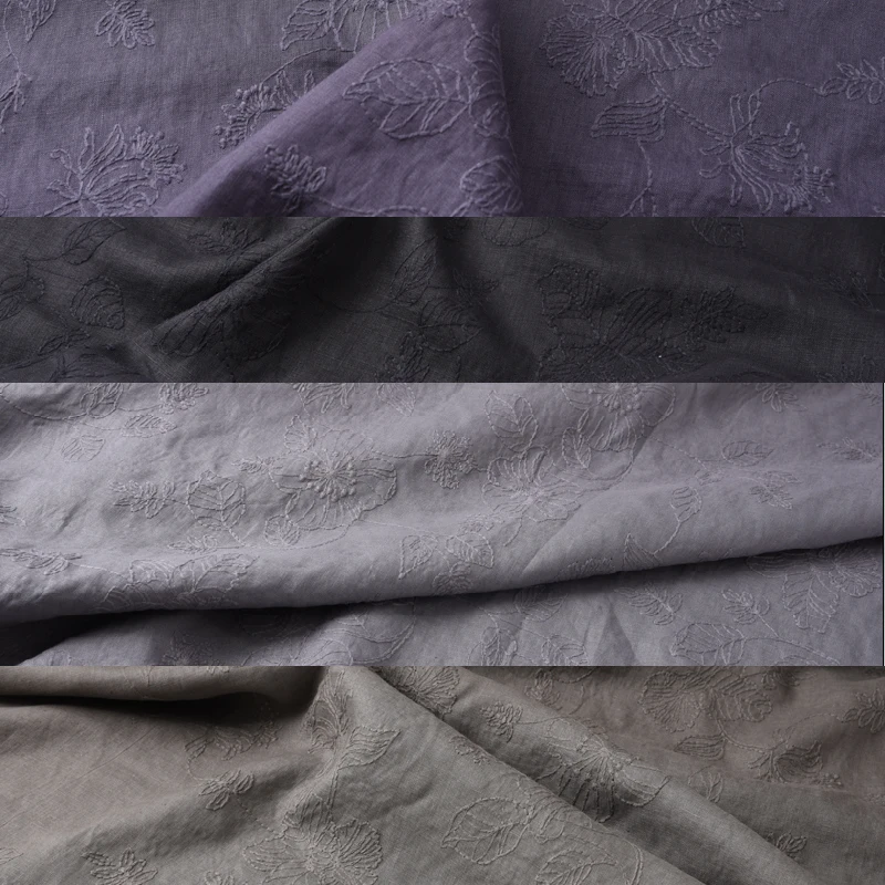 

All linen heavy work embroidered linen fabric width 130cm