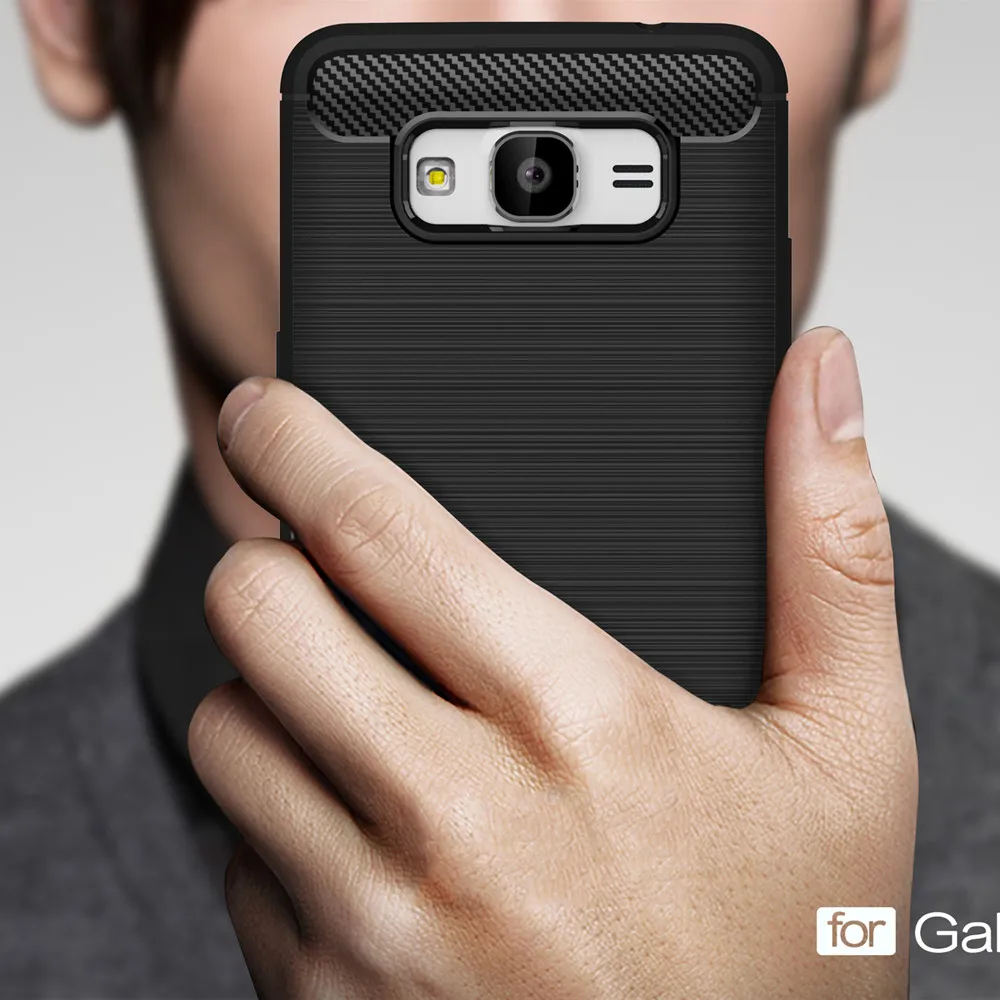 Окружающей среды carbon fiber case для samsung galaxy grand prime g5306 мягкая противоскольжения