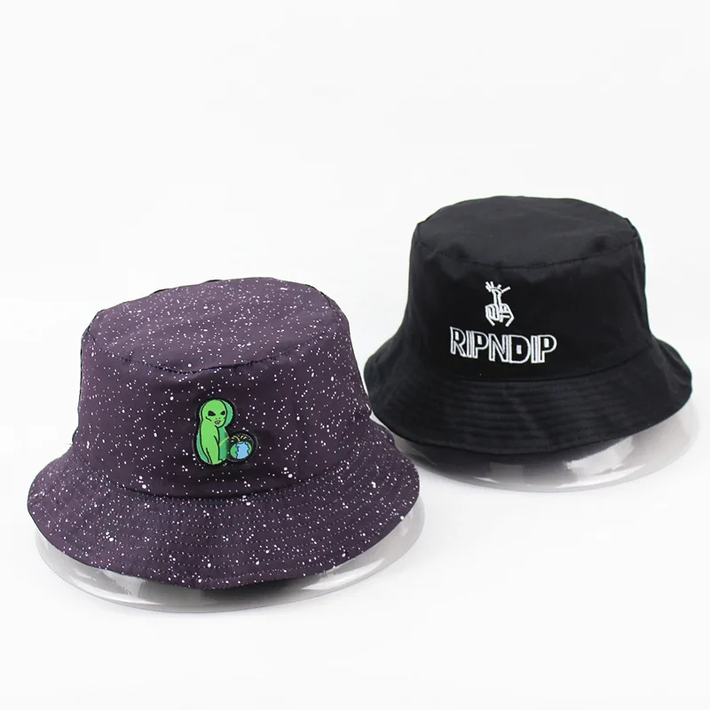 Black Print Pattern Bucket Hat For Women Men Couple Spring Summer Fisherman Hats Caps Sunscreen Hip Hop Cap |