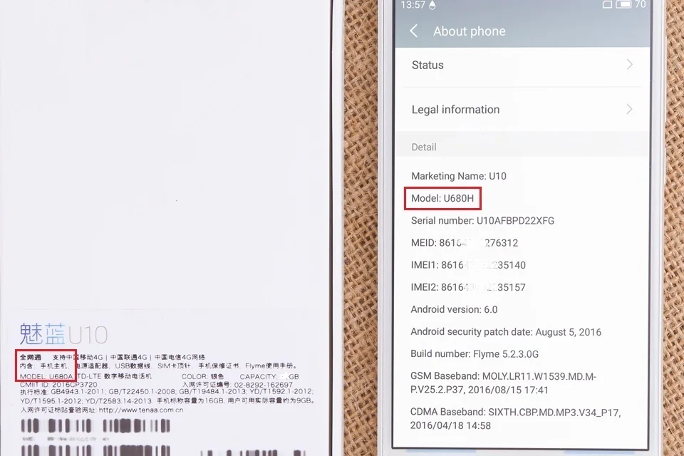 Оригинал Meizu U10 3 ГБ 32 мобильного телефона глобальной прошивки MTK MT6750