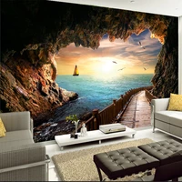 custom photo wallpaper beautiful sunset cave seaside landscape 3d wall mural living room dining room modern creative wall papers