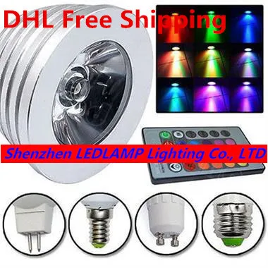 500 комплектов 3 Вт LED RGB прожектор изменяемый цвет Светодиодная лампа Точечный