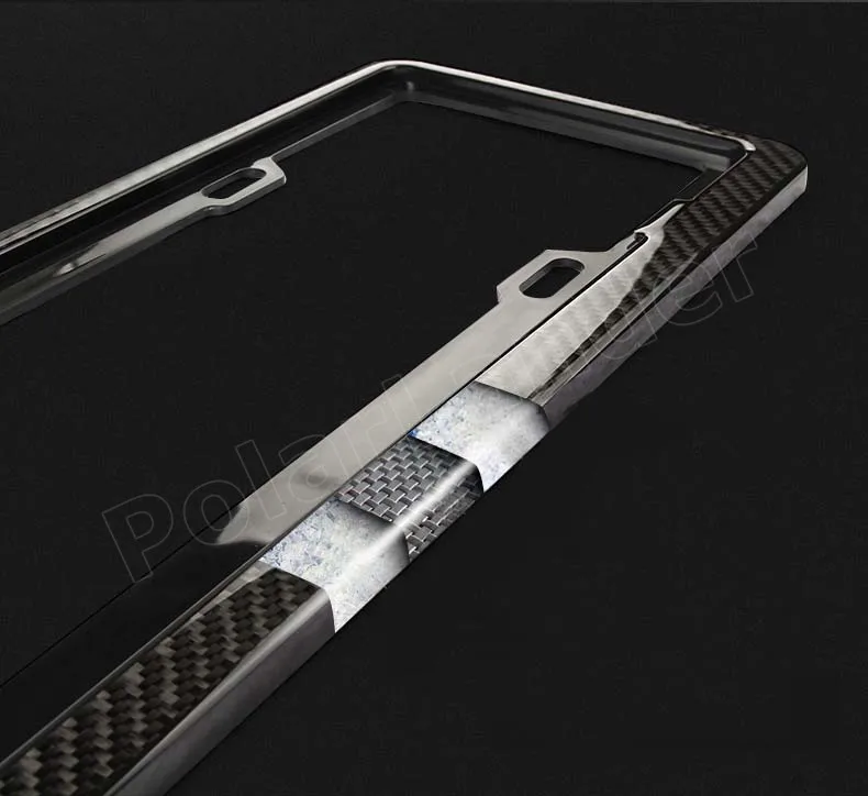 Универсальная черная рамка для номерного знака из углеродного волокна с принтом