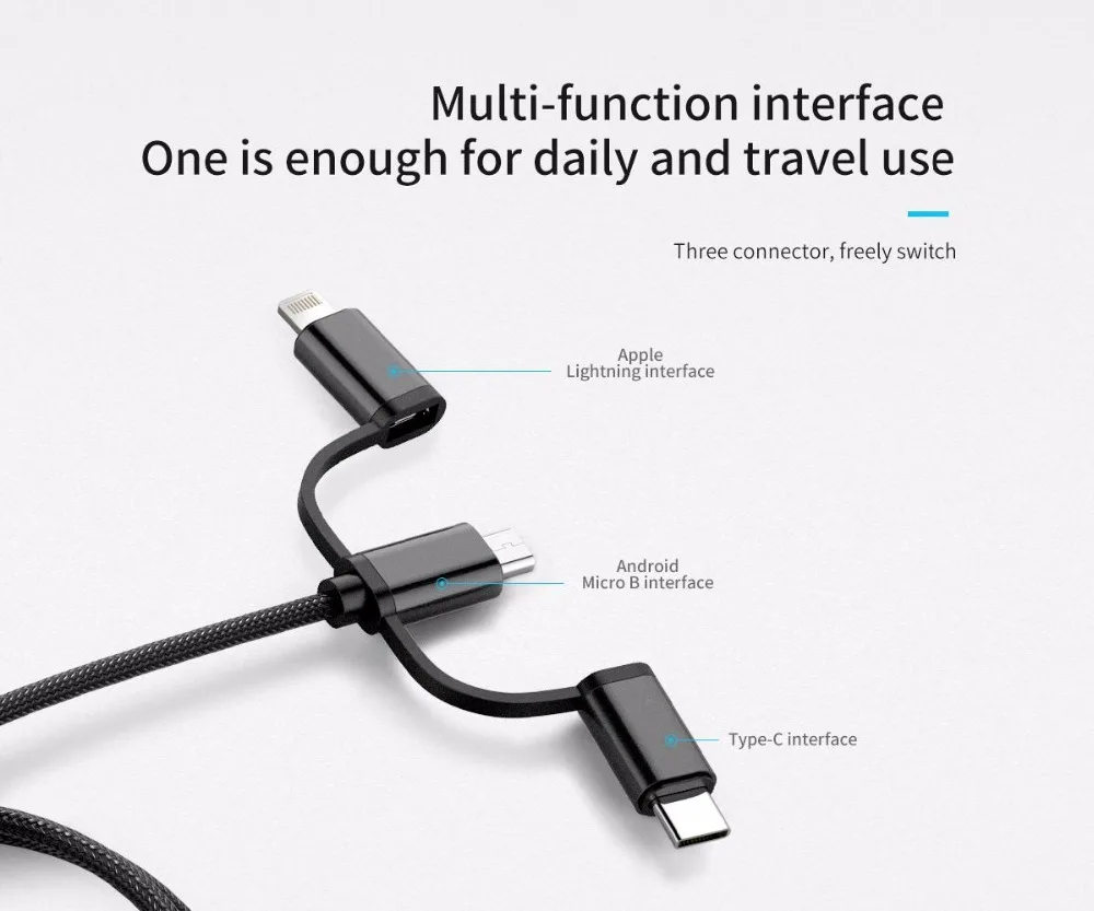 ORICO HT3 3 в 1 USB кабель для зарядки и передачи данных для iPhone huawei P20 Xiaomi 8 samsung
