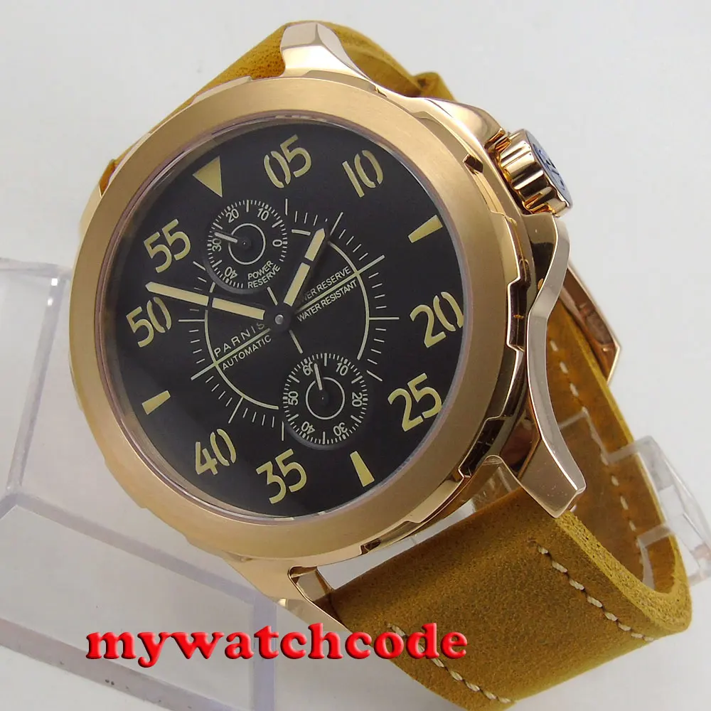 Автоматические Мужские часы с черным циферблатом и сапфировым стеклом ST2542 44