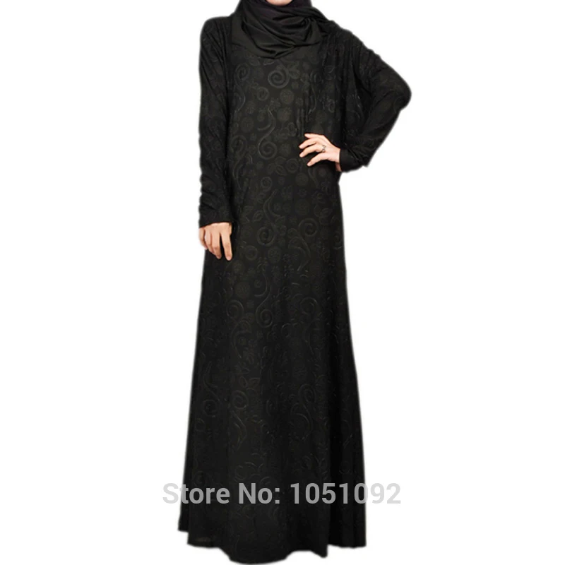 Женское льняное платье abayas черное большого размера с кристаллами и тиснением в