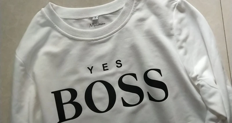 Manubeau женские толстовки Yes Boss с буквенным принтом с длинным рукавом и круглым вырезом Толстовка пуловер Топы весна осень Femme Толстовка