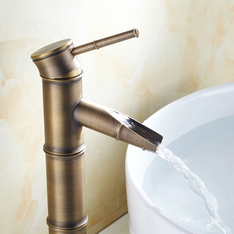 Смеситель для раковины в европейском стиле черный медный бамбуковый античный