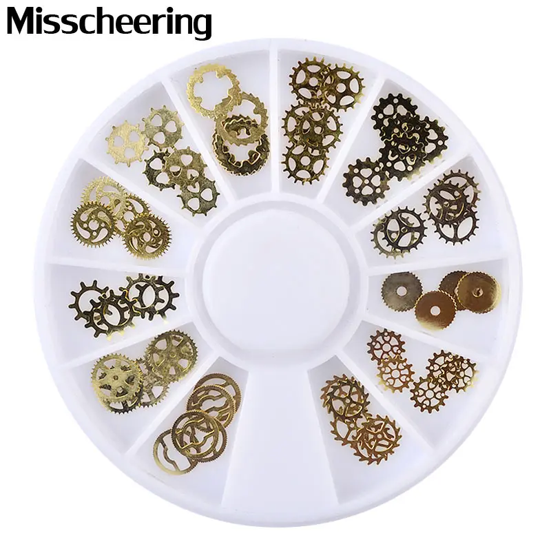 1 колесо золотые металлические ломтики паровые панковские украшения для ногтей