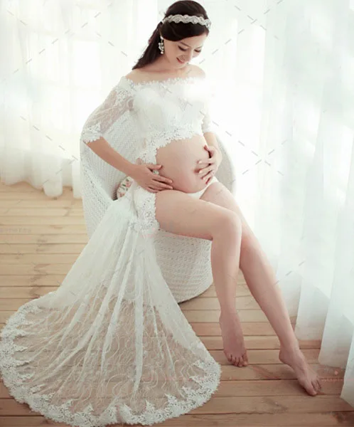 

New Fashion photography clothing for Pregnant women photography clothing dress the white Lace Dress