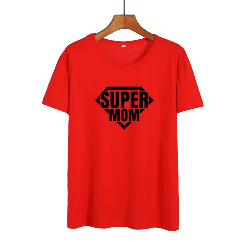 Футболка с надписью Super Mom хлопковая для женщин на лето 2019|Футболки| |