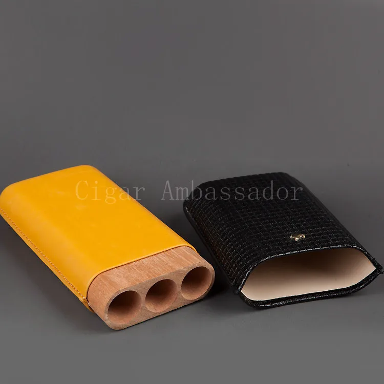 COHIBA Регулируемый Портативный черный с желтый Красивая кожа портсигар