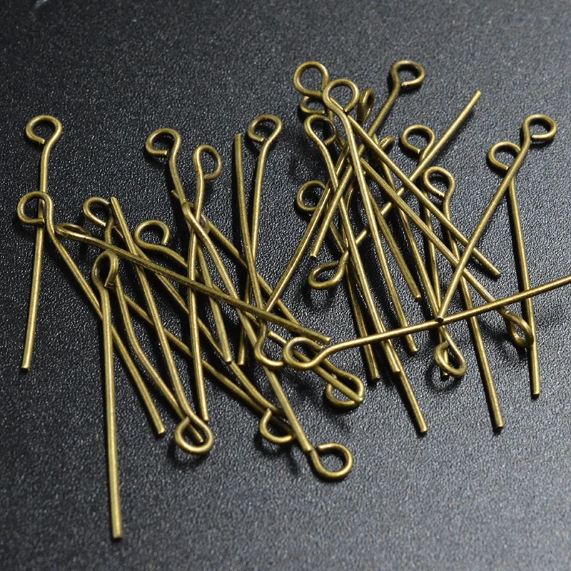 

200pcs 35 mm Metal Gold Brass silver color Copper Heads Eye Pin Supplies For Jewelry Making Findings Accessories Wholesale