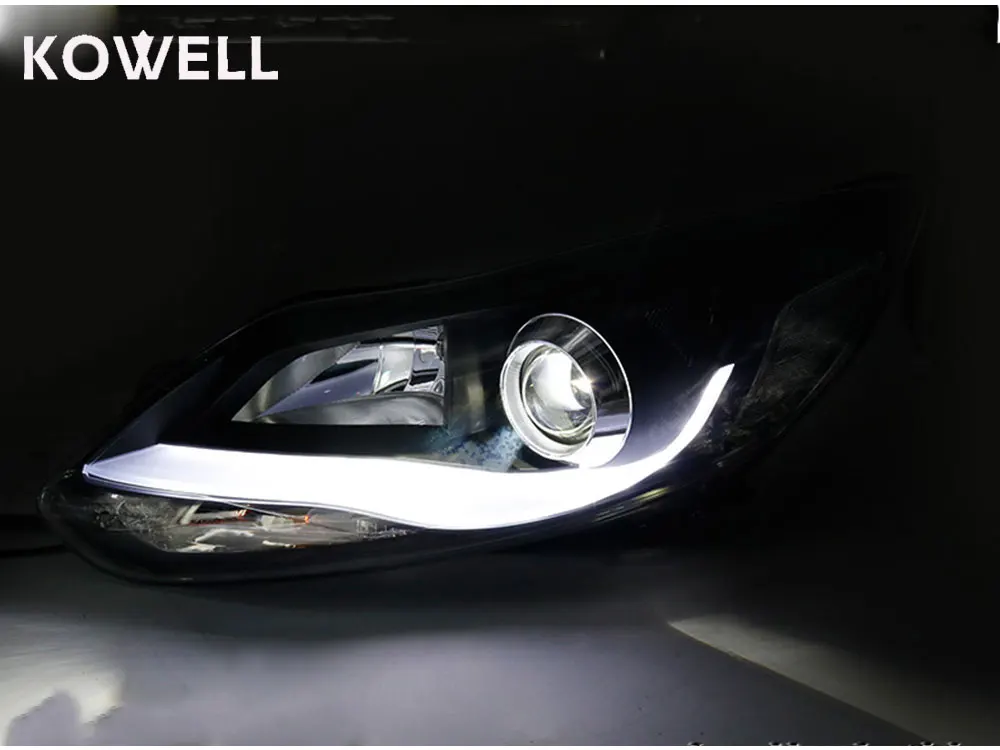KOWELL автомобильный Стайлинг для Ford Focus фары для 2012 2013 фокус головная лампа led DRL Передняя Биксеноновая линза двойной луч HID комплект