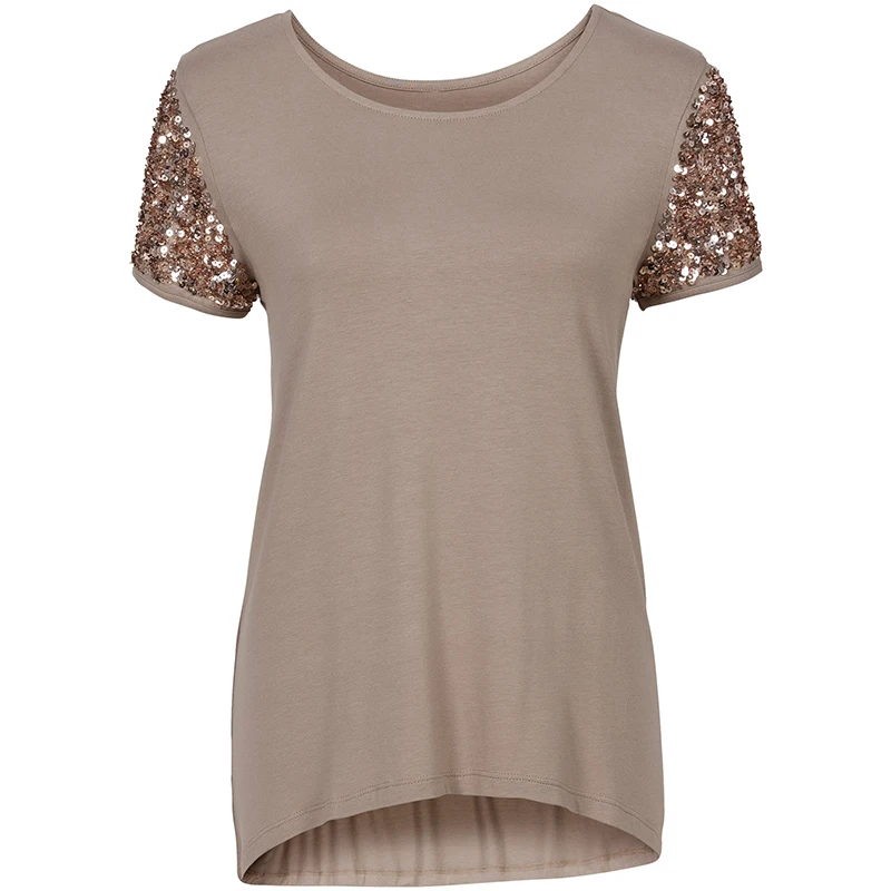Летняя женская футболка с блестками модная коротким рукавом одежда Camisas Mujer
