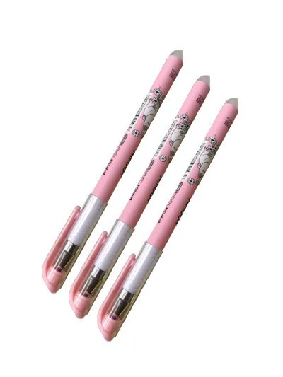 3Pcs Pink 3 шт./лот, милая стираемая ручка для школы и офиса, 0,38 мм, кавайная гелевая шариковая ручка с героями мультфильмов, волшебная черная/синяя ручка для письма с чернилами - Цвет: 3Pcs Pink