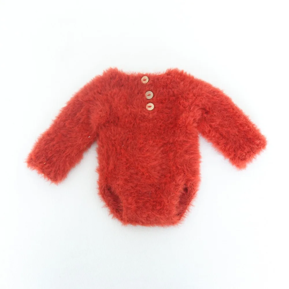 Newborn Footed Romper Knit Baby Bear Outfit Long Sleeved Onesie Photo Props Hooded And Hat Set |