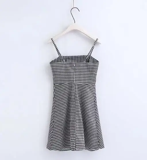 Пикантные летние черный белый цвет плед печати квадратный вырез платье-бодикон