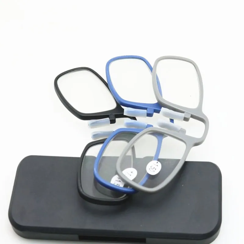 Newest Mini Sticky Reading Glasses Nose Clip on Presbyopic Glasses Men's and Women's Glass Frame Black High Quality Unisex