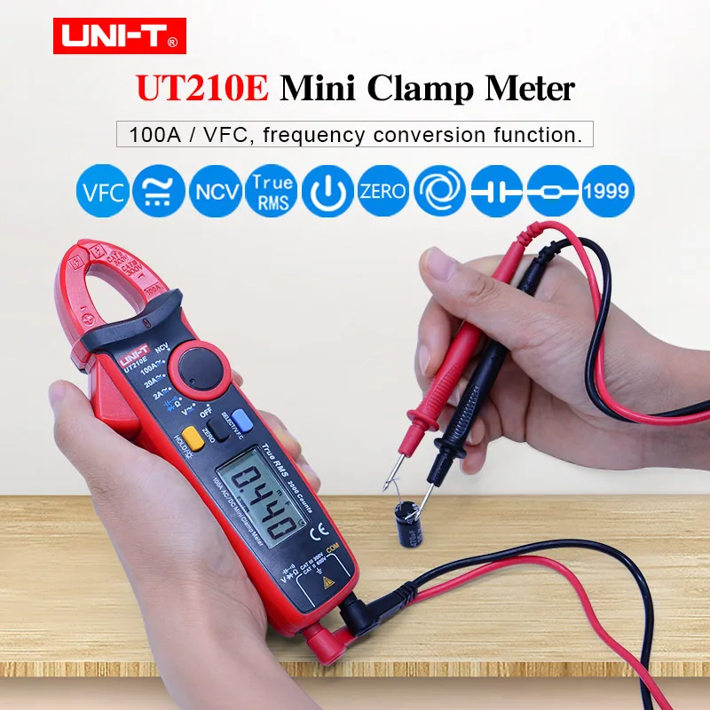 Mini Digital Clamp Meter UNI-T UT210E True RMS Auto Range 2000 Count AC DC voltmeter Ammeter True RMS Multimeter LCD backlight
