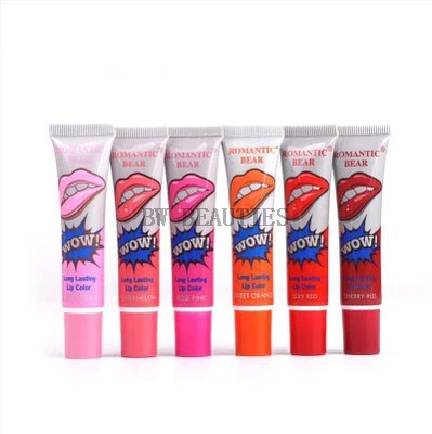 100 Pcs/Lot Hot Selling Waterproof Lipstick Famous Brand Beauty Red Wow Makeup Matte Lip Gloss Impermeavel lip gloss