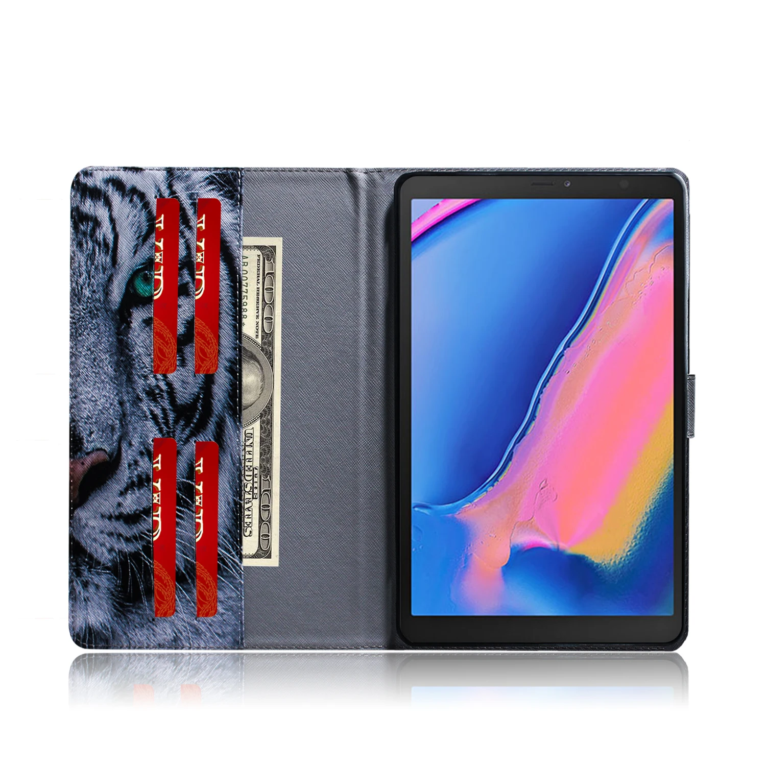 Tab A 8 0 SM P200 P205 панда лев тигр Pu кожаный чехол бумажник для Samsung Galaxy планшета|Чехлы