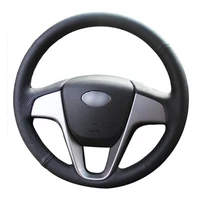 diy sewing on pu leather steering wheel cover exact fit for hyundai solaris verna i20 2008 2012 accent