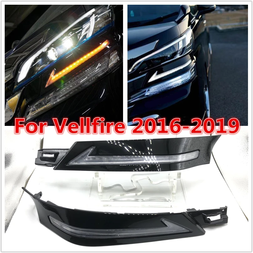 Светодиодный Дневный свет для Toyota Vellfire 30 с указателями бега 2016 2017 2018 12 В