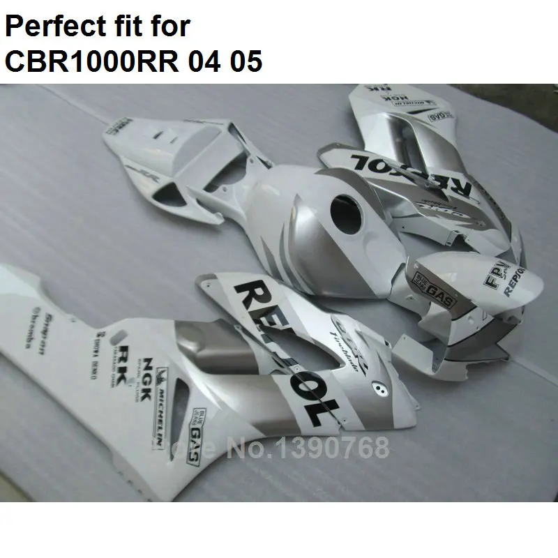 

Hot sale fairings for Honda CBR1000RR 04 05 white silver motorcycle fairings set CBR 1000RR 2004 2005 NZ21