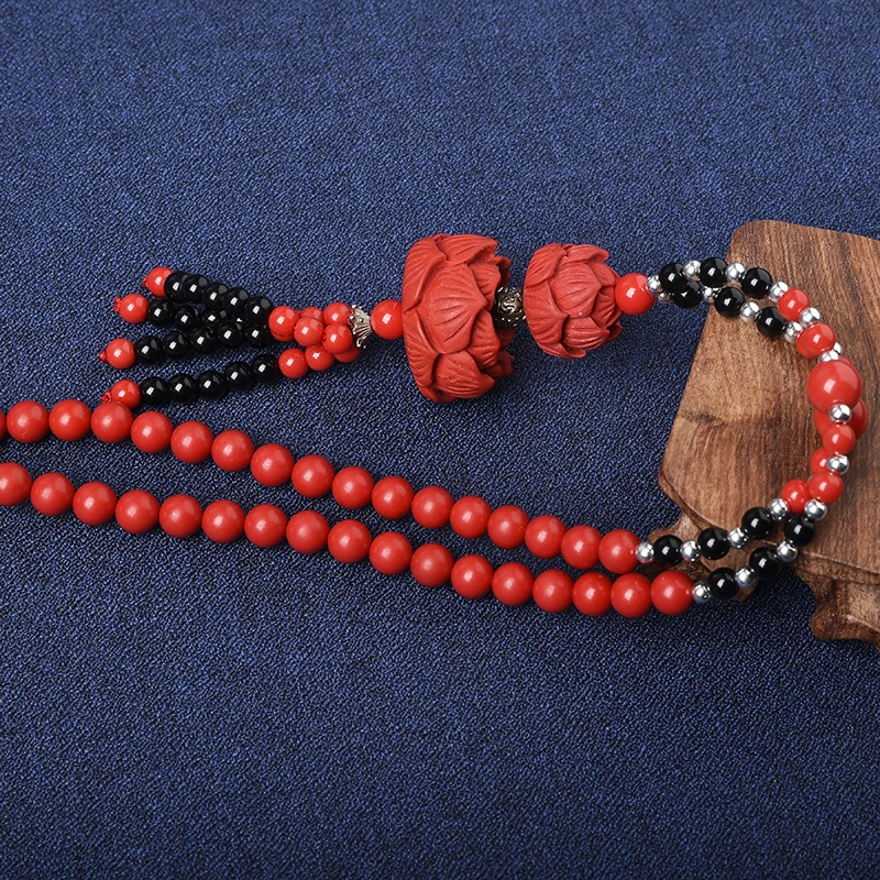 Темно-красные цветы кулон красный и черный 8 мм по индивидуальному заказу для