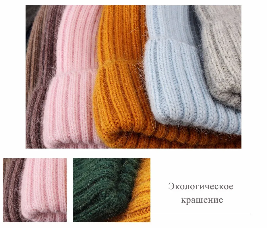 FURTALK зимняя женская шапка детская Ангорского Кролика мехом Шерстяная Шапка-бини шапка с помпоном из натурального меха женские теплые вязаные зимние головные уборы Skullies Beanies