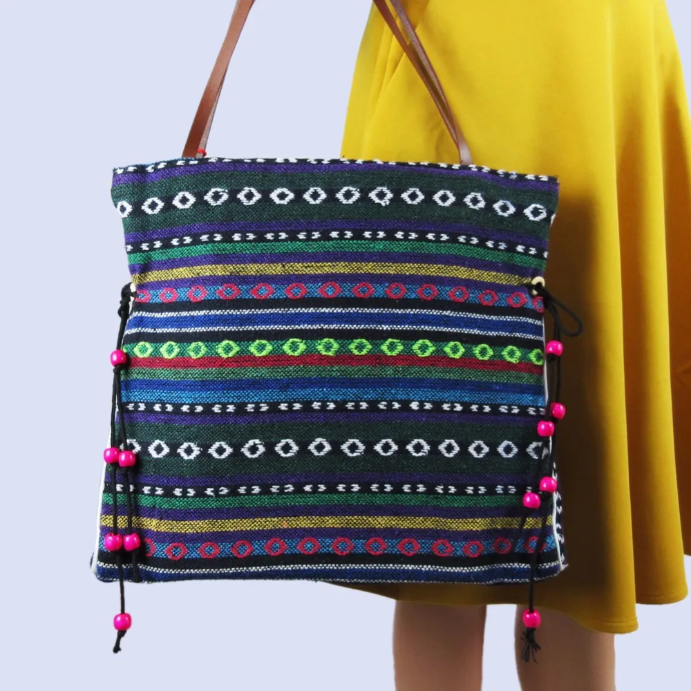 2-inside layer Vintage Hmong linen Bohemian hobo totes shopping bag embroidery handbags large shoulder bags travel 540B | Багаж и сумки