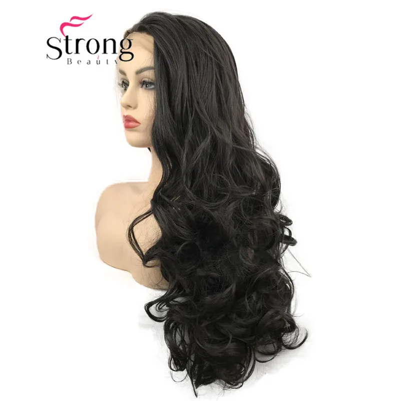 StrongBeauty парики на кружеве для женщин коричневый микс Glueless длинные волнистые синтетические термостойкие волосы парик выбор цвета