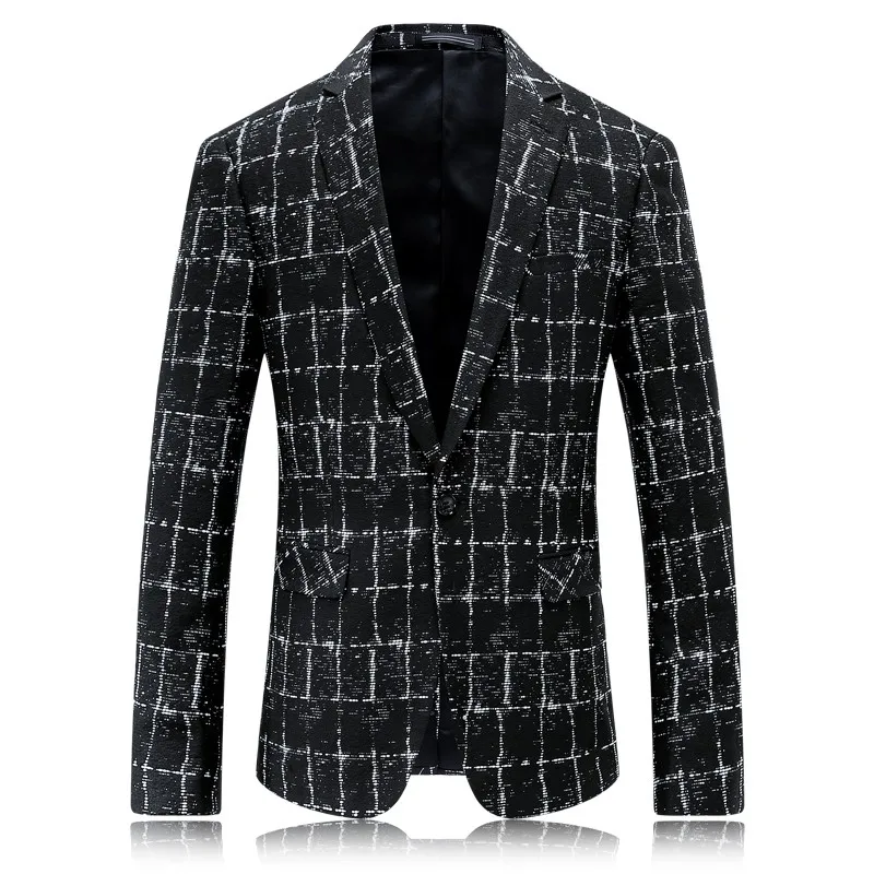 2019 Spring And Autumn New Style Men's Printed Flannel Leisure Suits Men's Casual Grid Jacket Coat Suit Blazers