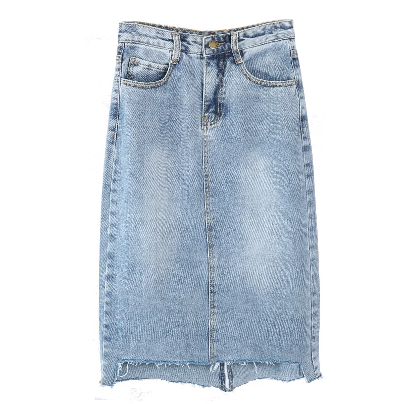 2019 женская джинсовая юбка до колена OL прямые джинсовые юбки женские синие