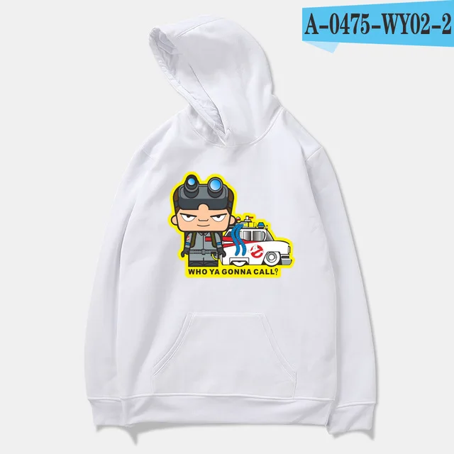 white Hot Sale Ghostbusters Hoodie Men/Women Fashion Casual Loose Black Sweatshirt Print Ghost busters Hip Hop Hoodie Streetwear - Цвет: white