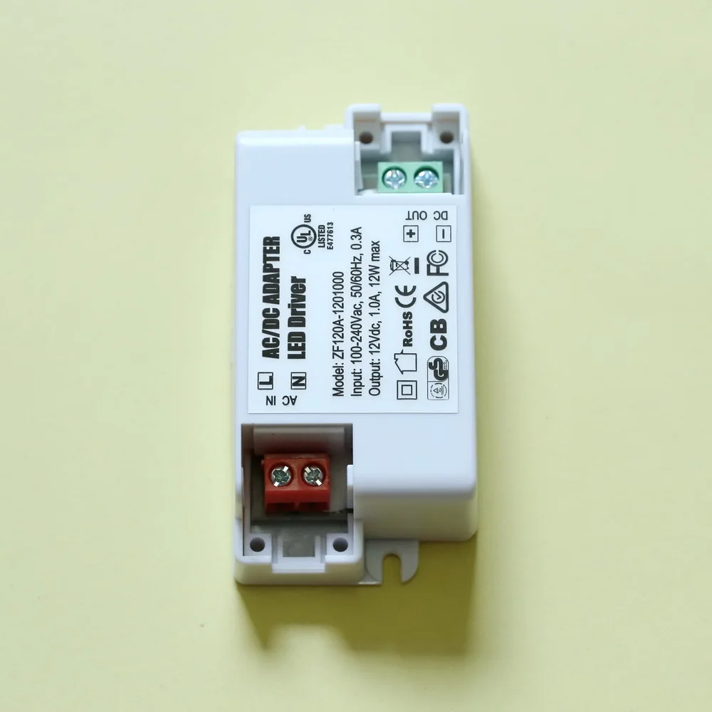 50 шт./лот постоянное напряжение DC12V 1A 12 Вт Светодиодный драйвер для внутренних