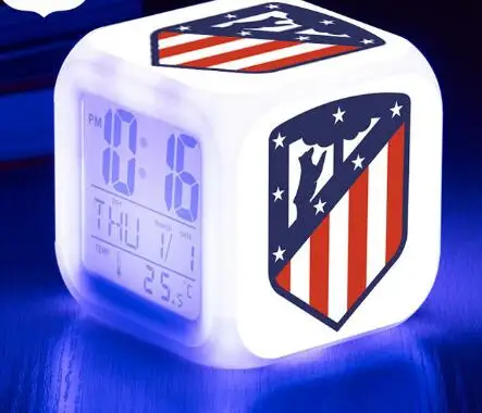 Черный La Liga цифровые часы Криштиано Роналду цифровой будильник часы светодиодный светильник reloj despertador футбол/футбольный клуб часы - Цвет: Черный